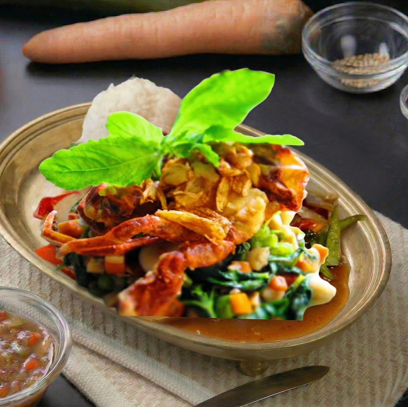 Pad Kra Pao Soft Shell Crab.